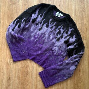 The Ragged Priest Long Sleeve Crewneck Knit Sweater Purple Flame Size S